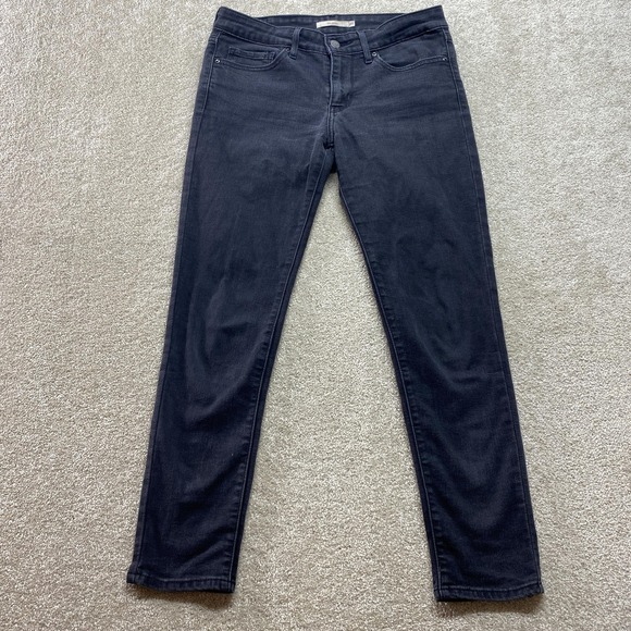 Levis 711 Skinny Jeans Womens 27 Black Gray Stretch Denim Mid Rise Five Pocket - Picture 1 of 14